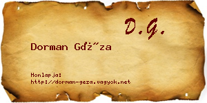 Dorman Géza névjegykártya