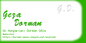 geza dorman business card